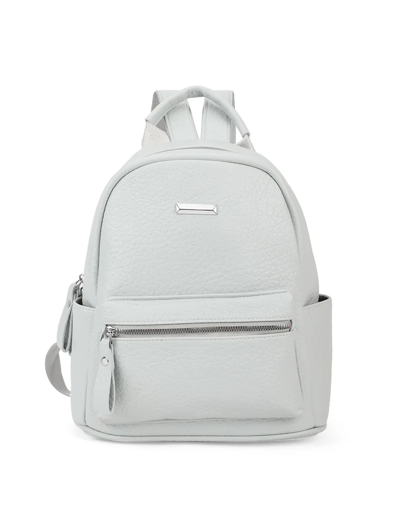 جلو باص Globus Women Blue Textured Side Stash Pockets Yoke Style Strap Medium Backpack